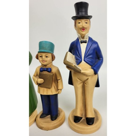 Vtg 3 Pc Paper Mache Composite Victorian Christmas Carolers Fine A Quality Japan - Picture 4 of 9
